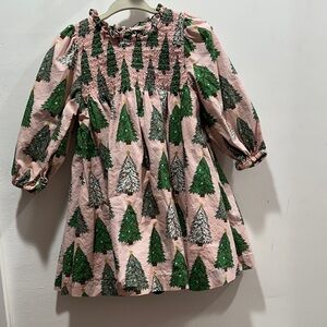 Pink Dress with Christmas Tree Print